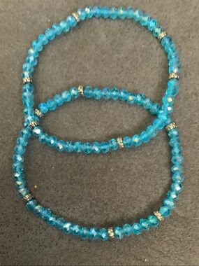 Three-Piece Blue Crystal Stretch Bracelet Set